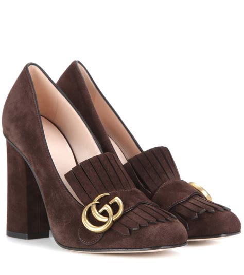 gucci marmont fringed pumps 105|gucci suede mid heel pump.